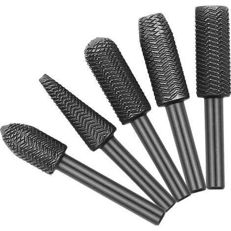 Lot de 5 forets rotatifs en métal pour sculpter, meuler et façonner l'acier, avec tige de 6 mm de diamètre et acier rapide (1/5)