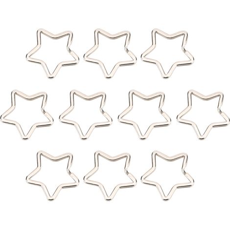 Lot de 10 anneaux porte-clés métalliques crochets connecteurs DIY bijoux accessoire sac décoration étoile (1/5)