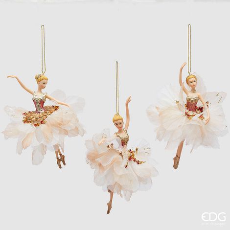 EDG Enzo De Gasperi Addobbo di Natale Ballerina H 17 Cm Assortiti Red Gold 1 Pz