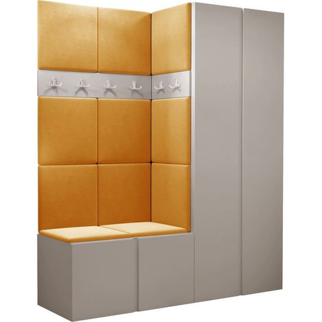 Conjunto para recibidor Pinis III, Manila 32, 186x158x46cm, Aglomerado laminado, Tapiz, Colocada, Montada en la pared