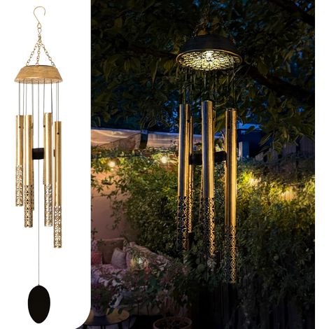 Carillon Solaire - Carillons à Suspendre Extérieur - Lanterne Solaire avec Tubes Sonores - Décoration Jardin Résistant aux Intempéries (1/5)