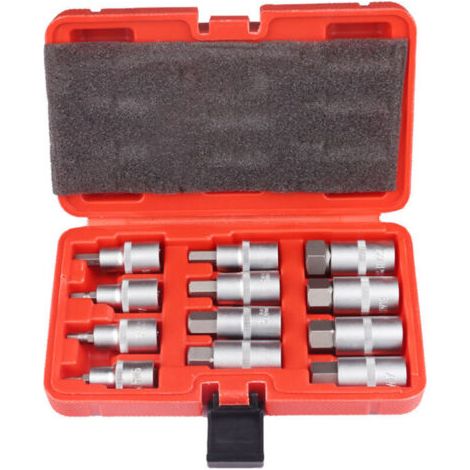 Jeu de 12 Douilles Allen 1/2" - douille 6 pans 1/2 Creux 5-22 mm - Six Pans Extérieurs Avec Mallette en Plastique (1/3)