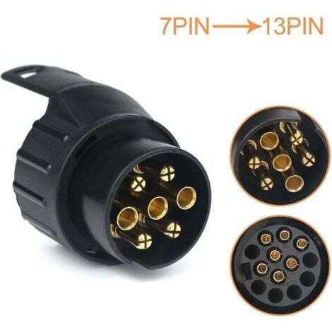 BUNTHAUS PA 7/13 Anhängerstecker-Adapter, 7 auf 13-polig, Anschlusshaken für Autoanhänger, Traktor, Wohnwagen, Fahrradträger (1/4)