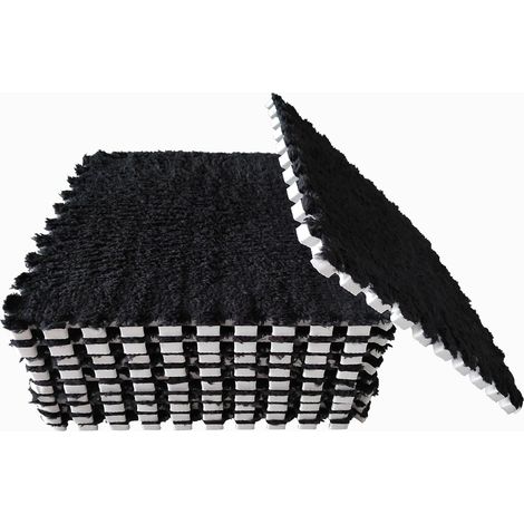 Ensemble de 12 dalles de moquette emboîtables en mousse EVA – Tapis de sol pelucheux, antidérapant et insonorisant – Pour chambre, crèche et salle de jeux