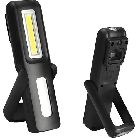 Lampe de travail LED rechargeable USB, lampe torche multifonction avec crochet de suspension et fixation magnétique pour réparation automobile, camping et situations d'urgence (noire) (1/5)