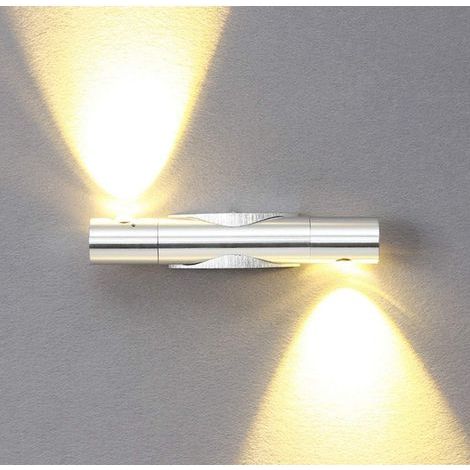 Applique Murale LED 6W Lumiaire Intérieur Design Double Rotation 360 en Aluminium Eclairage Lampe Original pour Décoration de Chambre Salon Bureau Couloir Salle de Bain - Blanc Chaud- (1/5)