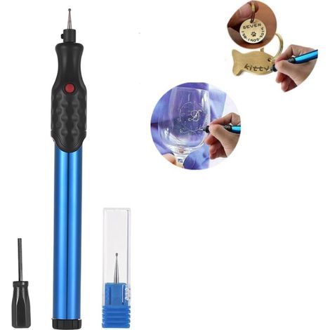 Gravure Stylo Portable Stylo de Gravure avec Pointe Diamantée, Outils de Gravure Sans Fil en Aluminium pour Bijoux en Bois Verre Métal Plastique Céramique Gravure (1/5)