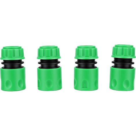 Lot de 4 raccords rapides étanches pour tuyau d'arrosage 1/2 pouce, compatibles avec robinets, arroseurs de pelouse et déviateurs. En plastique vert. (1/5)