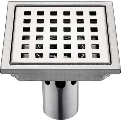 INOX floor drain, 1 piece, stainless steel drain, 15 cm x 15 cm, square filter, deodorant, anti-backflow water leak (1/4)