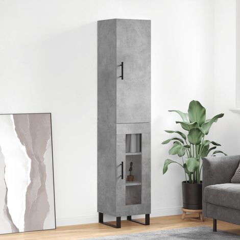 Aparador de madera contrachapada gris hormigón 34,5x34x180 cm vidaXL