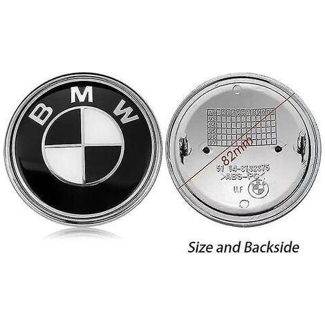 BMW Logo for Bonnet Front and Rear, Standard, Black and White, 82 mm, Pack of 4 (1/3)