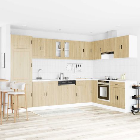 Meuble sous évier Porto 2 pcs Marron Bois d'ingénierie