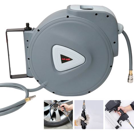 TolleTour Avvolgitubo automatico per tubo dell’aria compressa – Supporto a parete girevole, uso professionale