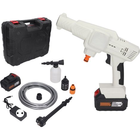 Nettoyeur haute pression sans fil à batterie lithium blanc pour voiture, pistolet à eau compatible BL1815 BL1520 BL1830 BL1840, prise UE 100-240V (1/5)