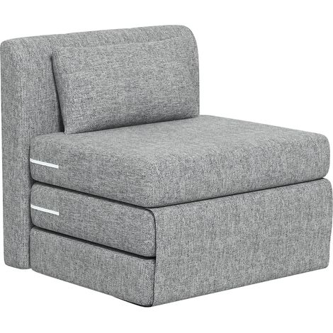 Fauteuil chauffeuse pliant 3 en 1 avec coussin, convertible, matelas dépliant pour invités, salon, bureau, gris