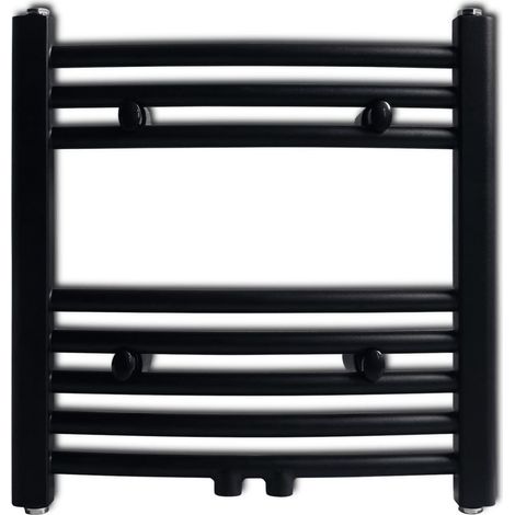 Black Bathroom Central Heating Towel Rail Radiator Curve 480 x 480 mm
