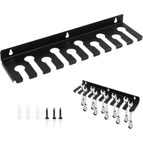 Organisateur mural d'outils, panneau en fonte au carbone avec vis et chevilles, panneau perforé robuste de 35 cm pour garage, entrepôt, atelier et établi, noir (1/5)