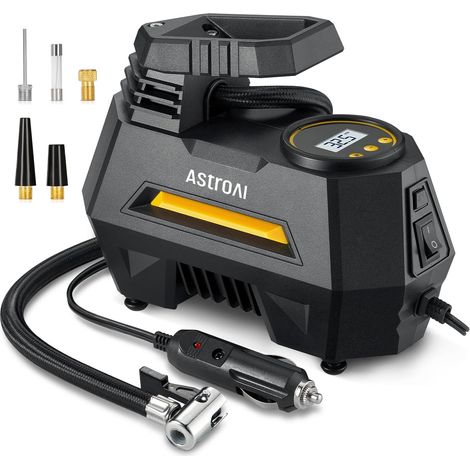 Compresseur à Air Portatif 12V DC, Gonfleur Pneus Voiture, Pompe de gonflage rapide, Compresseur et Gonfleur Electrique, Avec Lampe LED, 3M Câble, Pour Voiture et Autres Objets Gonflables (1/5)