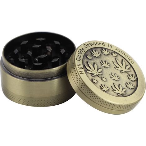 Meuleuse à motif de feuilles, en alliage de zinc coloré, manuelle et portable, outil de broyage, cadeau, diamètre 4 cm, 3 étages, bronze (1/3)