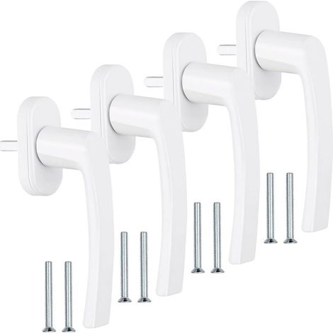 4 Pièces Poignee Fenetre, Poignee Fenetre PVC sans Cylindre de Fermeture avec 8 Vis, PoignéE de FenêTre Blanche en Zamac Longueu 35 Mm pour FenêTres, Portes Balcon Et Maison (1/5)