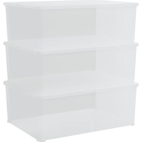 Ensemble de trois boîtes de rangement empilables en plastique de 10 litres (1/5)