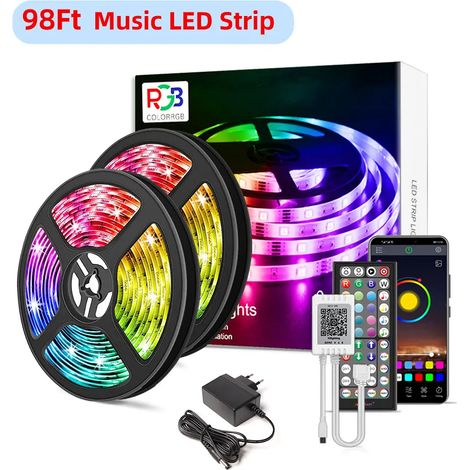 (30M) Bande lumineuse LED DIY, synchronisée avec la musique, changement de couleur RGB. (1/5)