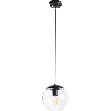 Lámpara moderna de jardín exterior iluminación decorativa colgante estructura de aluminio mate pantalla de vidrio negro Blees (1/5)