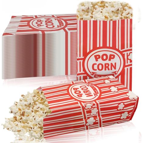 150 PièCes Sachet Pop Corn, Sac Pop Corn Rouge Blanche Rayé, Petites Boite Pop Corn, Sacs à Popcorn Sacs à Bonbons pour Les Fêtes, Anniversaires, Mariage, Soirées Cinéma (9x6x21cm) (1/5)