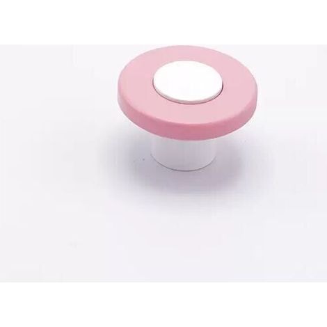 Pomolo tondo di colore rosa in goffrato fine incastonato su base bianca 40x25mm - 414H Wheel