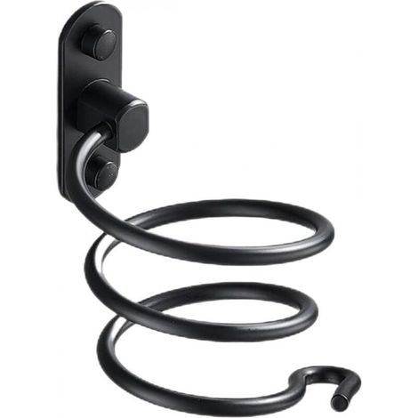 1PC(Black)Hair Dryer Holder Aluminum Wall Mounted Hair Dryer Bracket Cable Holder for Kitchen Bathroom Bathroom Accessories (1/4)