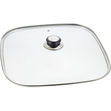 Couvercle carré en verre trempé avec poignée ronde - Résistant à la chaleur - Couvercle de rechange pour poêles de cuisine - Convient pour la (1/5)