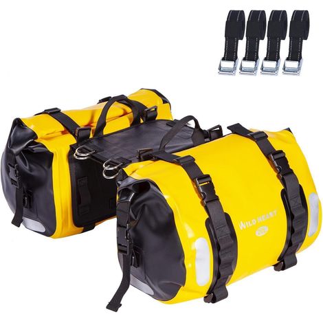 Motorrad Satteltaschen 40L Wasserdicht Gelb mit Reflektoren (1/5)