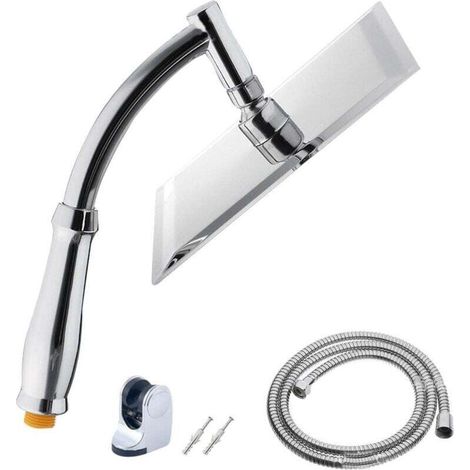 Pomme de douche à effet pluie en acier inoxydable de 20,3 cm, pommeau de douche haute pression, pommeau de douche carré fixe (1/4)