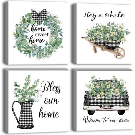 Leinwandbilder 4 Teilig Wandbild Kunstdruck Sweet Home Theme 30x30cm (1/5)