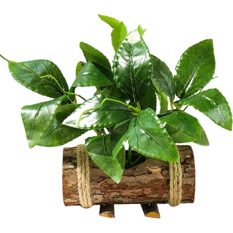 Maceta De Madera Artificial - Planta Falsa De Hojas Impresas - Decoración Interior Para Hogar Y Oficina - Unidad (1/5)
