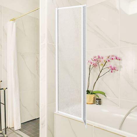 TolleTour Mampara de ducha plegable para bañera 100 x 140 cm Revestimiento  fácil de limpiar , Blanco