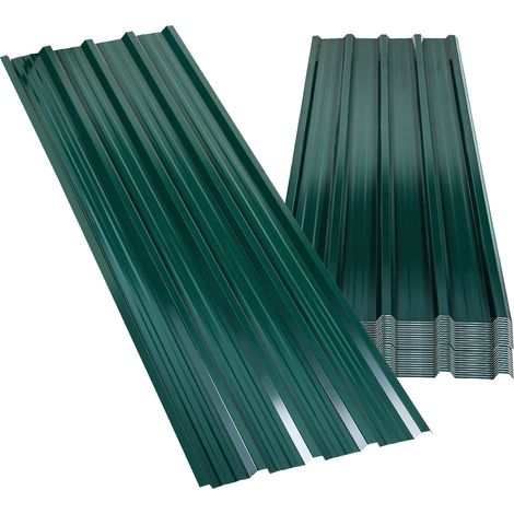 TolleTour 36 plaques de toiture profilées 115 x 45 cm, vert, pour abri de jardin, carport et remise, non percées, avec gants anti-coupure (1/5)