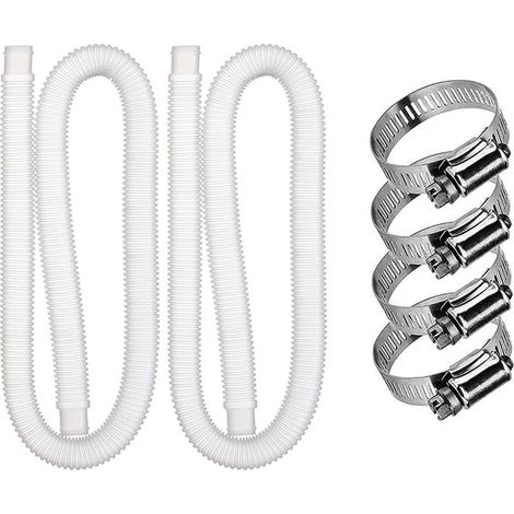2pcs Tuyau De Remplacement pour Piscine, Accessoires De Tuyau De Pompe À Filtre avec 4 Clips Métalliques, Tuyau De Piscine Long De 59 Po pour Pompe Intex 607 637, Accessoires De Piscine (1/5)