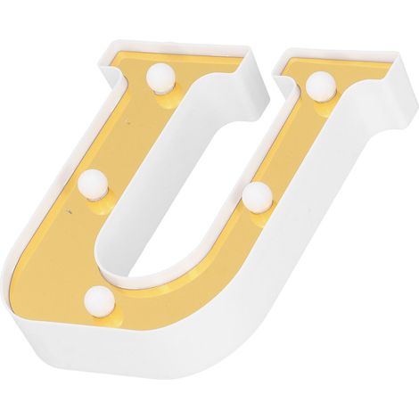 U-förmige LED-Lampe, goldener Buchstabe für Hochzeitsdekoration, Heiratsantrag, Geburtstag, Party, warmweißes Licht, beleuchtetes Alphabet. (1/5)