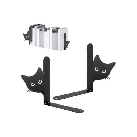 Serre Livre, Lot De 2 Serre-Livres Créatifs en Forme de Chat, Cale Livre Adaptés aux étagères aux écoles aux Bureaux et aux Maisons 15×4×18 cm (1/5)