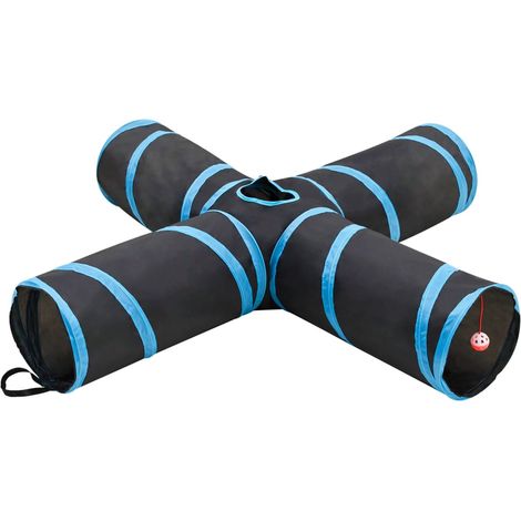 Katzentunnel 4-Wege Schwarz und Blau 132 cm Polyester