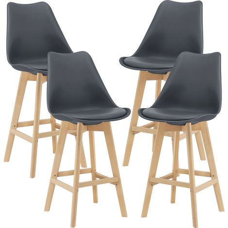 Set di 4 sgabelli da bar faggio sintetico plastica 105 x 48 x 58 cm grigio 030008718