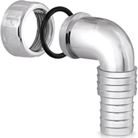 Schläfer 655811   Raccordo a Gomito 1" con Curva a 90 Gradi per Attacco Sifone Scarico Lavatrice e Lavastoviglie, Compatibile con Tubi Ø 19-23,5mm (3/4"), Portagomma in Plastica, Finitura Cromata (1/5)