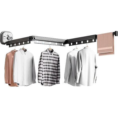 Sèche-linge mural, gain de place, rétractable, pliable en métal - 96 cm (1/5)