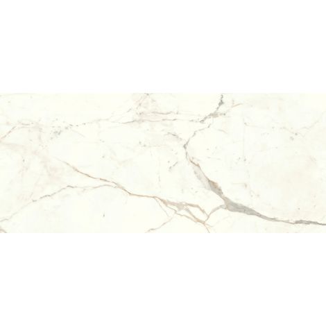 Carrelage effet Marbre Blanc Calacatta Prima 120x50x0,85 cm Silk Faventa - Mur intérieur (vendu par carton de 1,8 m²) - RO'MA CARRELAGE