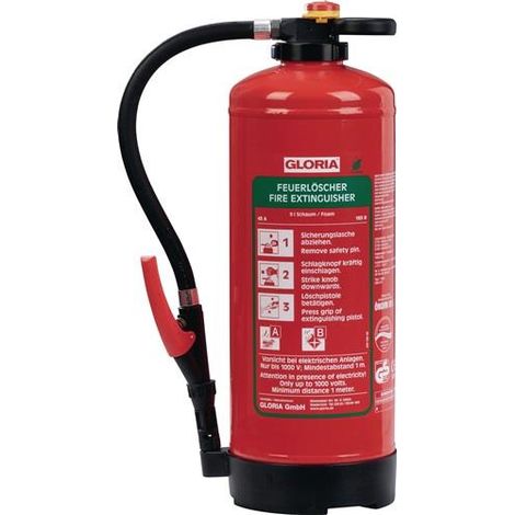 Schaumfeuerlöscher 9l Aufladegerät Brandklasse A 43 A 183 B m.Wandhalter GLORIA