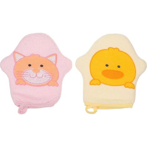Gant de bain bébé, gants de toilette, éponge de bain mignonne en forme de canard ou de chat, bain de douche (1/5)