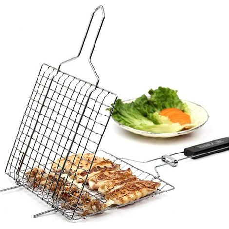 Panier à Barbecue en Acier Inoxydable avec poignée en Bois (1/5)