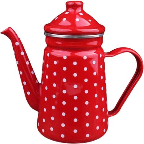 Bouilloire à Café Émaillée 1,2L - Théière pour Infusion et Versement - Rouge (1/5)