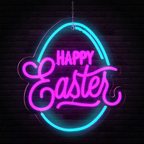 Décorations murales néon de Pâques, œufs de Pâques, guirlandes lumineuses LED « Joyeuses Pâques », alimentation USB, idéales pour les murs, les chambres, les cadeaux et les fêtes. (1/5)